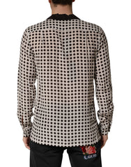 Dolce & Gabbana White Black Polka Dot Silk Men Casual Shirt - IT41 | L