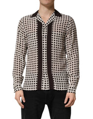 Dolce & Gabbana White Black Polka Dot Silk Men Casual Shirt - IT41 | L