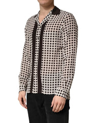 Dolce & Gabbana White Black Polka Dot Silk Men Casual Shirt - IT41 | L