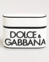 Dolce & Gabbana White Black Rubber Logo Embossed Accessory Airpods Case - Headphone Carrying Cases
