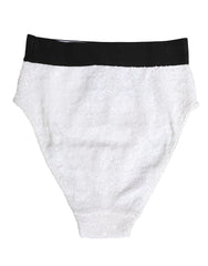 Dolce & Gabbana Witte Zwarte Pailletten Hoge Taille Slip Ondergoed - IT2 | S