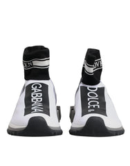 Dolce & Gabbana Sorrento high-top sok-sneakers i hvid og sort teknisk strik med iøjnefaldende logo-branding.