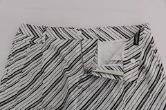 Dolce & Gabbana White Black Striped Casual Shorts - Short Trousers