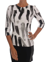 Dolce & Gabbana White Black Striped Printed Blouse Top - IT38|XS - Blouses