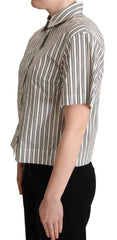 Dolce & Gabbana White Black Striped Shirt Blouse Top - Polos