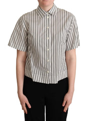 Dolce & Gabbana White Black Striped Shirt Blouse Top - Polos