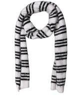 Dolce & Gabbana White Black Striped Skinny Neck Warmer Scarf