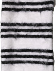 Dolce & Gabbana White Black Striped Skinny Neck Warmer Scarf