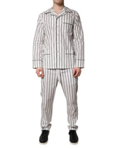 Dolce & Gabbana White Black Stripes Cotton Men Pajama Set Sleepwear - IT39 | S - Pajamas
