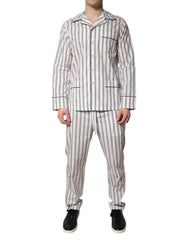 Dolce & Gabbana White Black Stripes Cotton Men Pajama Set Sleepwear - IT39 | S - Pajamas