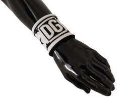 Dolce & Gabbana White Black Wool Logo #DGMILLENNIALS Wristband - Wristbands