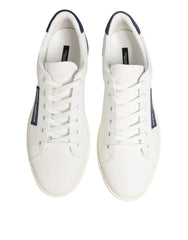 Dolce & Gabbana White Blue Leather Logo Patch Sneakers Shoes - EU44/US11
