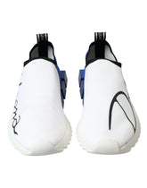 Dolce & Gabbana White Blue Sorrento Low Top Men Casual Sneakers Shoes - EU 39.5 | US 6.5