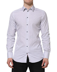 Dolce & Gabbana White Blue Striped Cotton GOLD Formal Shirt - IT39 | S - Shirts