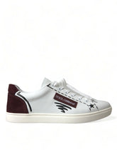 Dolce & Gabbana White Bordeaux Leather Logo Low Top Sneakers Shoes - Sneakers