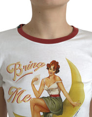 Dolce & Gabbana White Bring Me To The Moon T-shirt Top - T-Shirts