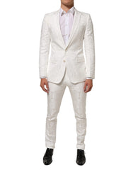 Dolce & Gabbana White Brocade 2 Piece MARTINI Formal Suit - IT46 | S - Tuxedos