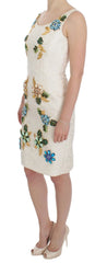 Dolce & Gabbana White Brocade Crystal Sheath Dress - IT40|S - Dresses