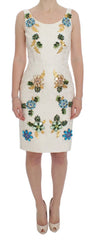 Dolce & Gabbana White Brocade Crystal Sheath Dress - IT40|S - Dresses