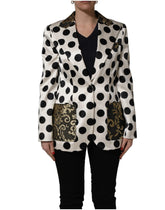 Dolce & Gabbana Valge brokaad polka-punktidega blazer