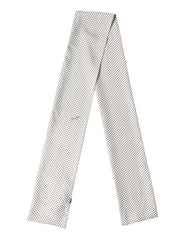 Dolce & Gabbana White Brown Polka Dot Silk Bandeau Neck Wrap 151cm x 13cm Scarf