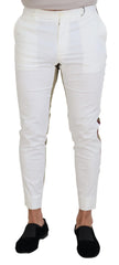 Dolce & Gabbana White Brown Slim Fit Chino Pants - IT48 | M - Chinos