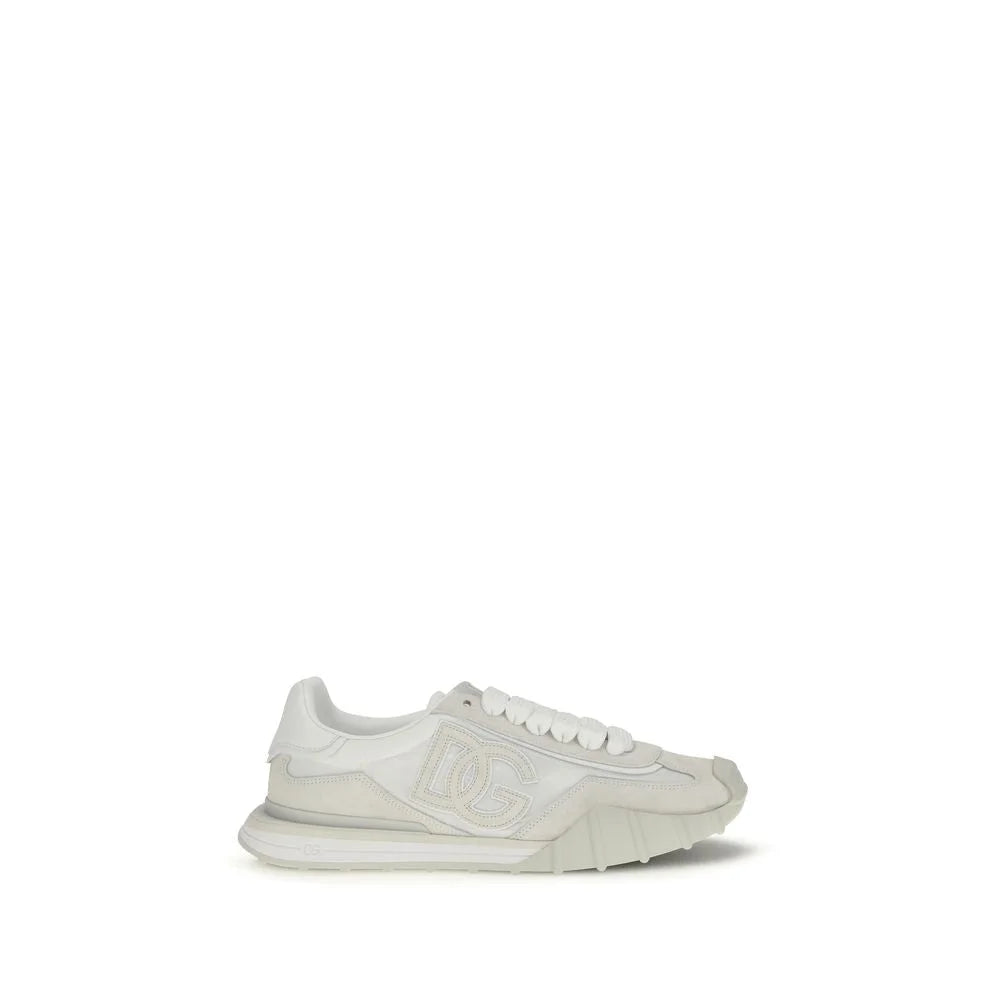 Dolce & Gabbana White Calf Leather Bos Taurus Athletic Sneakers
