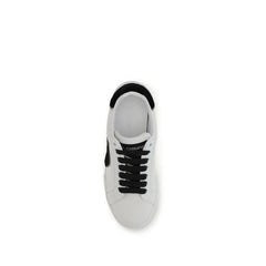 Dolce & Gabbana White Calf Leather Bos Taurus Low Top Sneakers