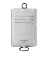 Dolce & Gabbana White Calf Leather Lanyard Logo Card Holder Wallet - Card Cases