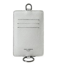 Dolce & Gabbana White Calf Leather Lanyard Logo Card Holder Wallet - Card Cases