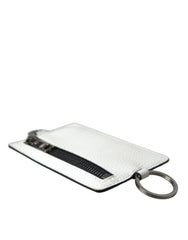 Dolce & Gabbana White Calf Leather Lanyard Logo Card Holder Wallet - Card Cases