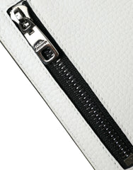 Dolce & Gabbana White Calf Leather Lanyard Logo Card Holder Wallet - Card Cases