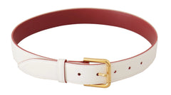 Dolce & Gabbana White Calf Leather Two-Toned Gold Metal Buckle Belt - 70 cm / 28 Inches - Belts