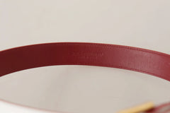 Dolce & Gabbana White Calf Leather Two-Toned Gold Metal Buckle Belt - 70 cm / 28 Inches - Belts