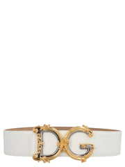 Dolce & Gabbana White Calfskin High-Waist Belt - 80 cm / 32 Inches