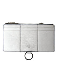 Dolce & Gabbana White Calfskin Leather Large Crossbody Card Holder Wallet - Card Cases