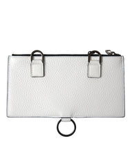 Dolce & Gabbana White Calfskin Leather Large Crossbody Card Holder Wallet - Card Cases