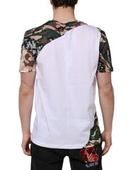 Dolce & Gabbana White Camouflage Cotton Men Crew Neck T-shirt - T-Shirts