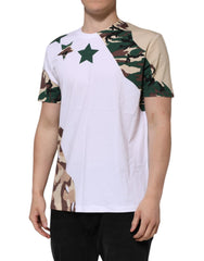 Dolce & Gabbana White Camouflage Cotton Men Crew Neck T-shirt - T-Shirts