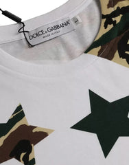 Dolce & Gabbana White Camouflage Stars Crew Neck Men T-shirt - IT50 | L - T-Shirts