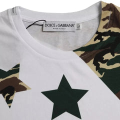Dolce & Gabbana White Camouflage Stars Crew Neck Men T-shirt - IT50 | L - T-Shirts