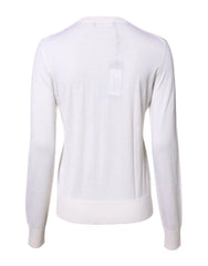 Dolce & Gabbana White Cashmere Crew Neck Top Cardigan Sweater - IT42|M - Cardigans