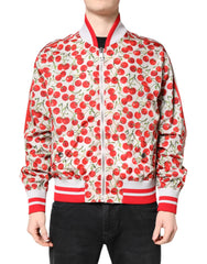 Dolce & Gabbana White Cherry Print Full Zip Bomber Jacket - IT52 | XL - Bomber Jackets