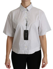 Dolce & Gabbana White Collared Short Sleeve Polo Shirt Top - IT46|XL - Polos