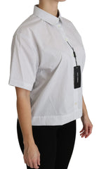 Dolce & Gabbana White Collared Short Sleeve Polo Shirt Top - IT46|XL - Polos