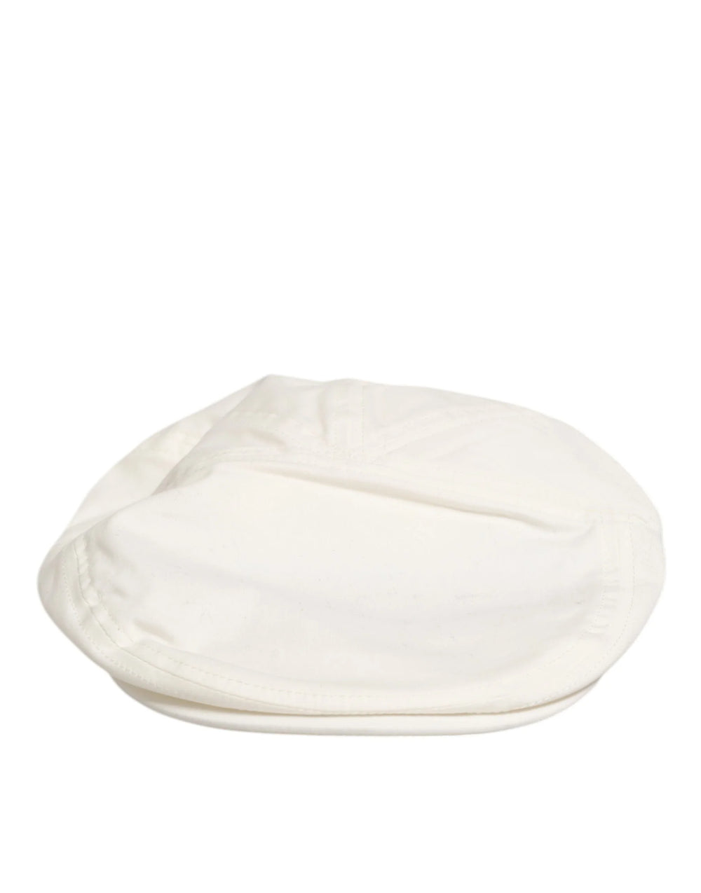 Dolce & Gabbana White Cotton Blend Leather Trim Flat Men Cap Hat - 58 cm|M - Flat Caps
