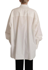 Dolce & Gabbana White Cotton Button Up Collared Long Sleeve Top - IT40|S - Polos