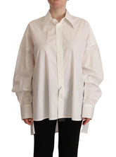 Dolce & Gabbana White Cotton Button Up Collared Long Sleeve Top - IT40|S - Polos