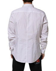 Dolce & Gabbana White Cotton Collared Long Sleeve Men Dress Shirt - IT44 | 3XL