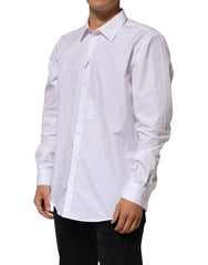 Dolce & Gabbana White Cotton Collared Long Sleeve Men Dress Shirt - IT44 | 3XL
